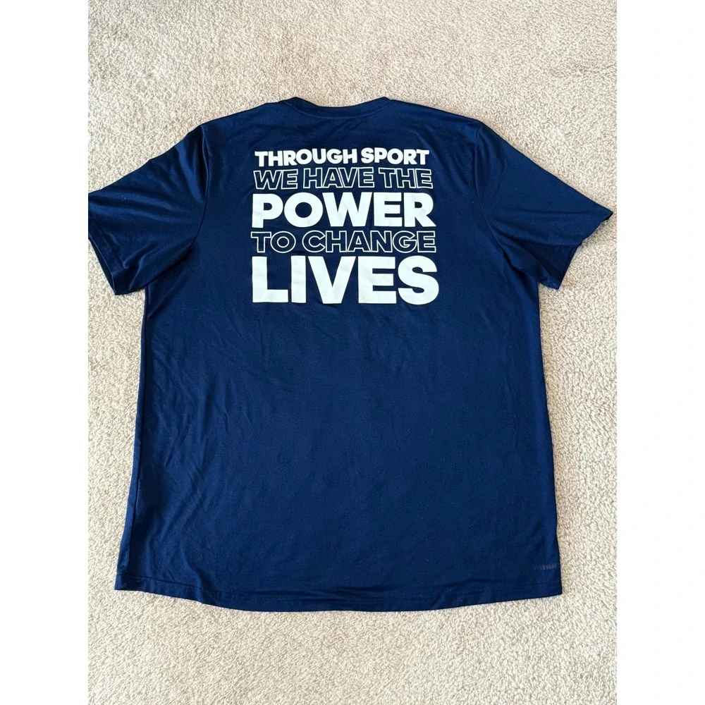Adidas Navy Blue T Shirt XL Mens Active Power‎ to Change Lives Graphic Print